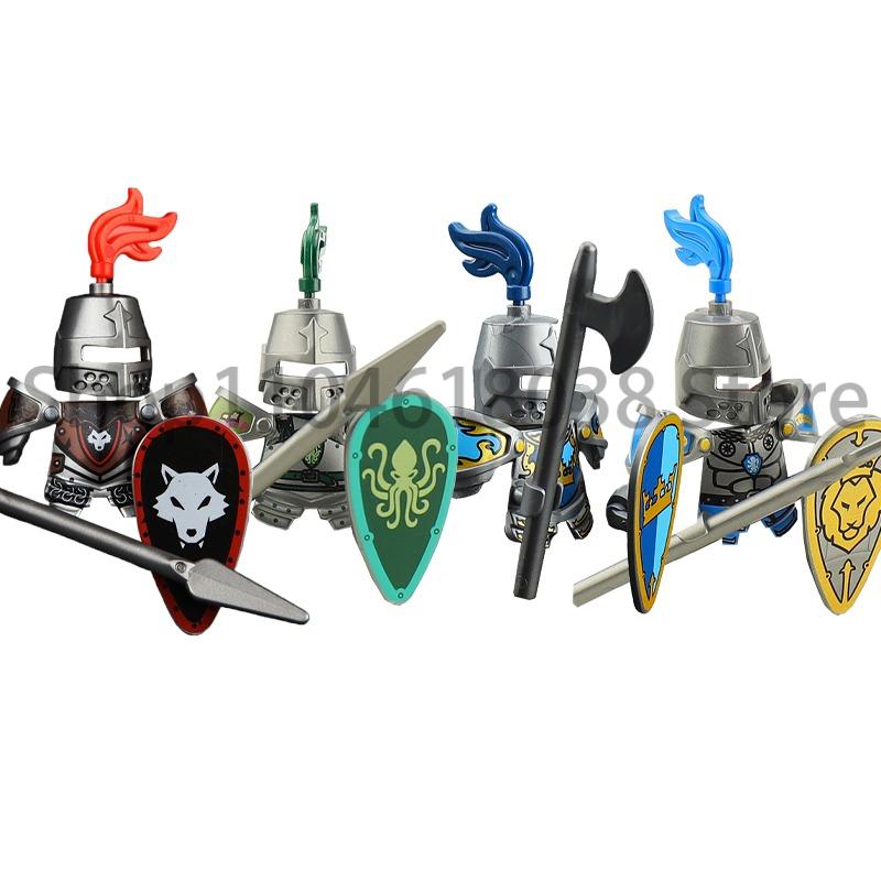 Medieval Military Figures Octopus Sea Demon Knights Building Blocks Weapons Accessories Sword Temple Spear Shield MOC MINiBricks