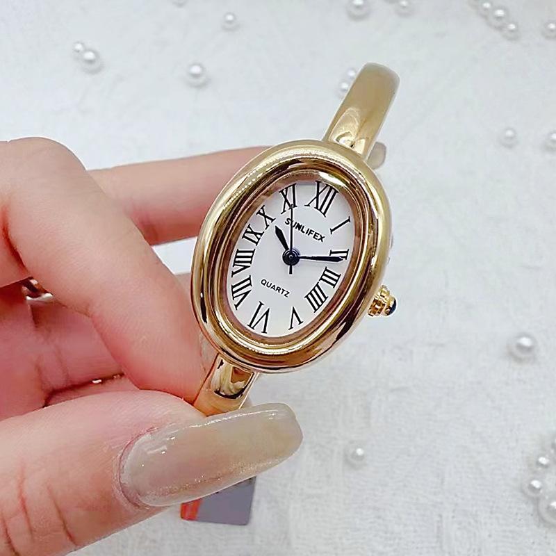 Luxury Brand Women Rome Dial Quartz Watch Fashion Gold Colors Bangle Wristwatch Relogio Feminino Dropshipping Gifts Montre Femme