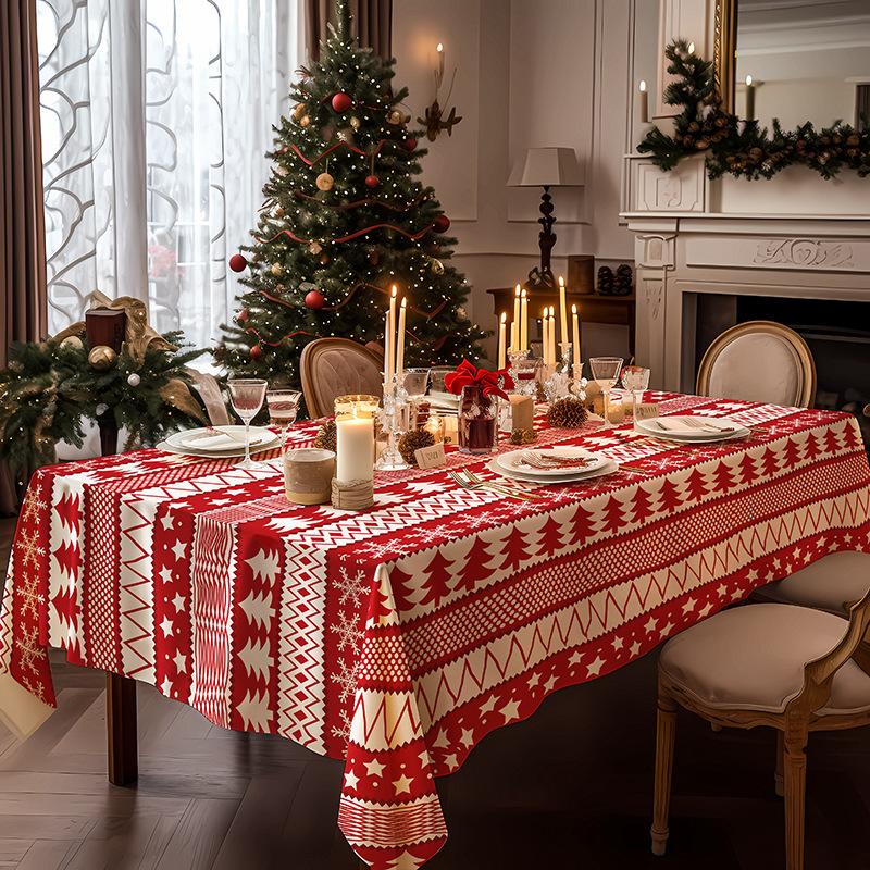 Christmas Tablecloth Christmas Decorative Table Cover Xmas Party Table Runner Navidad New Year Supplies Party Table Cloth