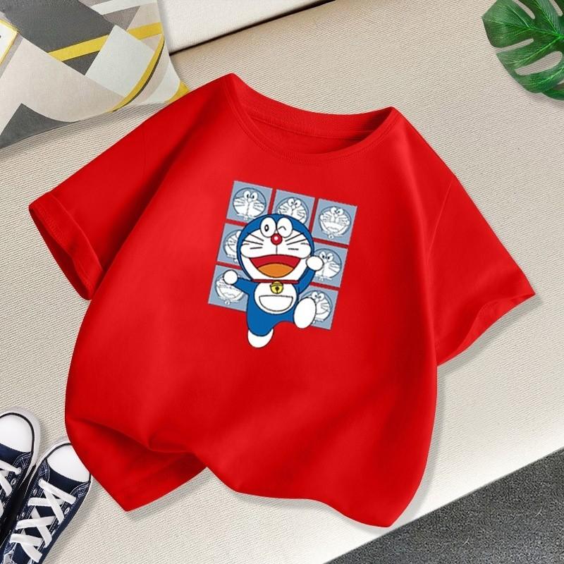 CubbyCrew new unisex short sleeved T-shirt Doraemon Happy Run printed men's and women's round neck top