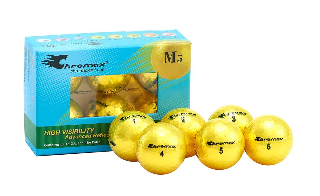 Chromax Metallic M5 Farbige Golfbälle Gelb (6 Pack)
