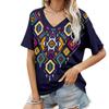 Women Holiday Boho V-neck Blouse Shirts Tops T-shirt Plus Size Ladies Summer Tee