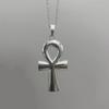 Retro Sliver Color Ancient Egyptian Symbol of Life Ankh Cross 80x42mm Large Pendant Necklace for Women Men Halloween Jewelry