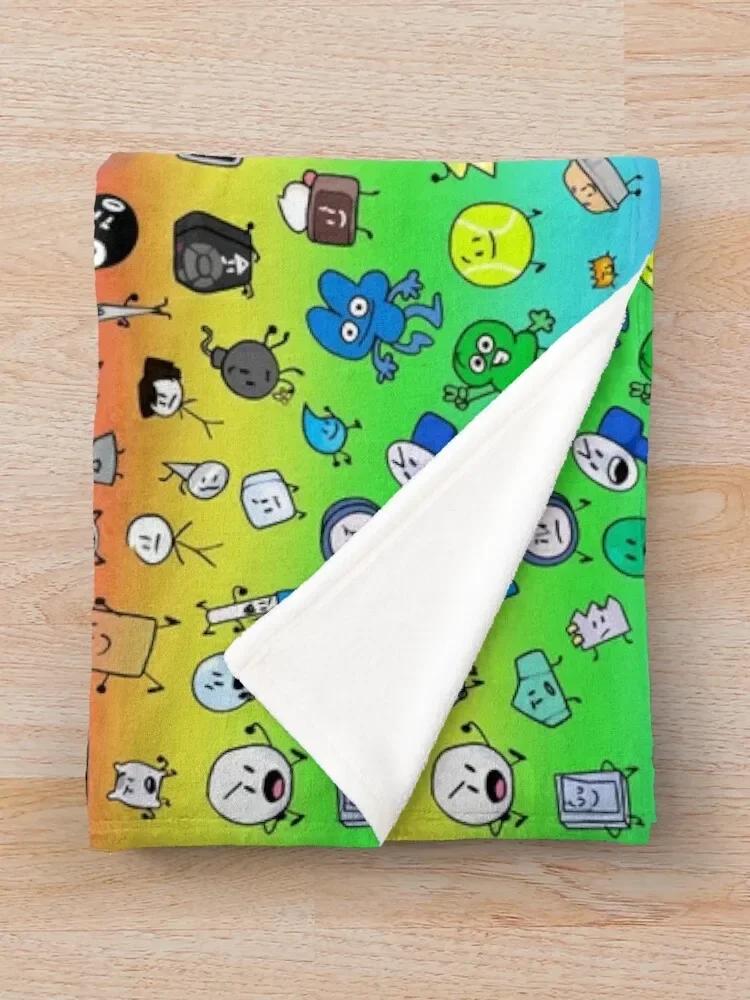 BFDI Wszystkie postacie (Tęcza) Koc do rzucania Uroczy w kratę Miękki Duży na zimę Koce Sofy Do Dekoracji Koce