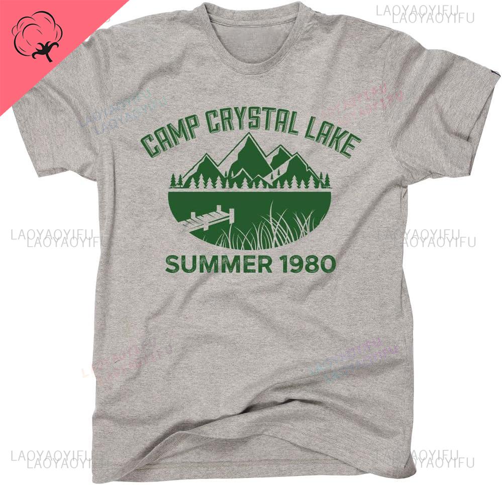 Camp Crystal Lake Funny Halloween Shirt High Quality Cotton Apparel Novelty Hipster Short Sleeve Printed T-shirt Tops