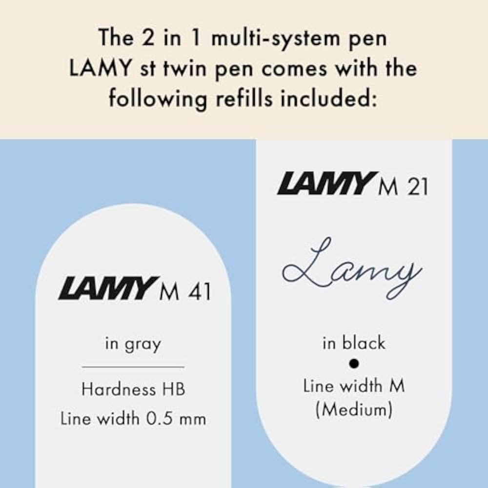 LAMY ST SILVER TWIN PENS - 2 in 1 multi-function pen with twist-on ballpoint and mechanical penci...