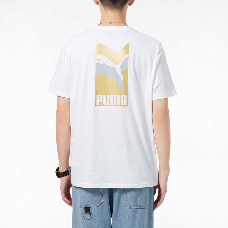 Puma Alphabet Print Casual Sports Short Sleeve T-Shirt Men Tops White 847651-02