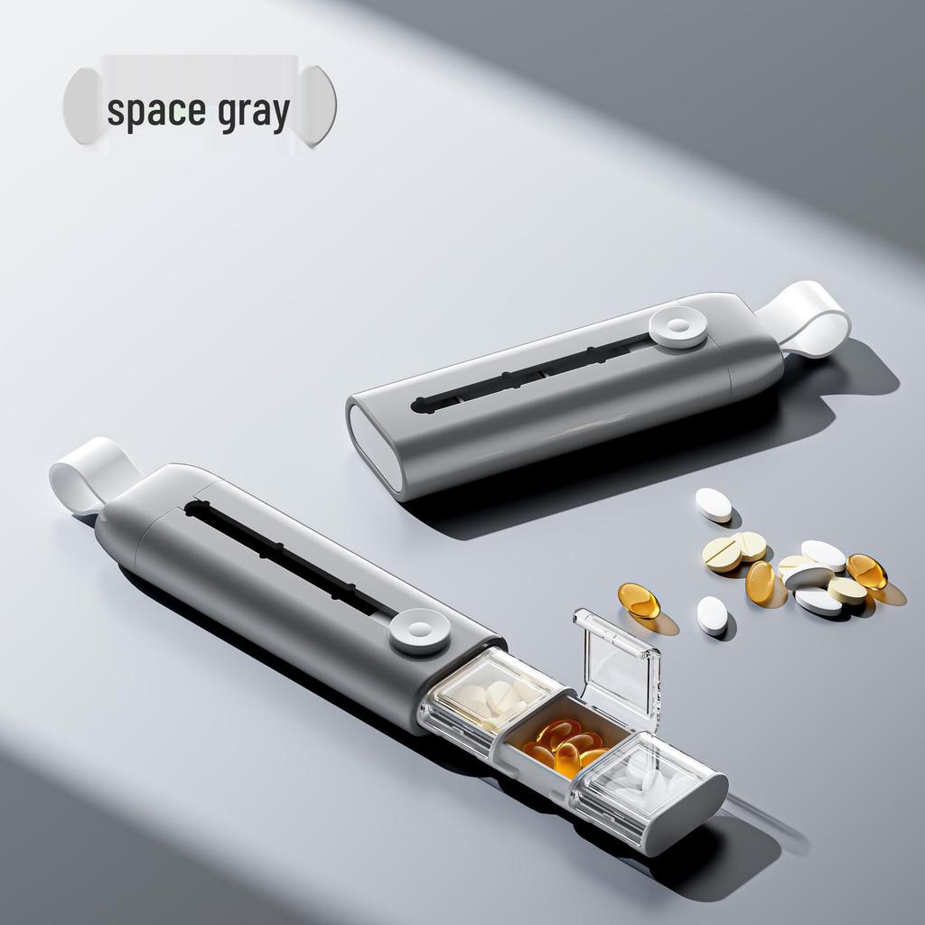 Portable Three-Compartment Sliding Medicine Box with Lid - Moisture-Proof and Sealed for Medication Storage