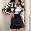 2024 Korean Style High Waist PU Leather Short A-line Skirt - Slimming Black Hip Wrap for Women