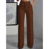 European American Women's High Waisted DrapedStraight Cut Simple Suit Pants Women