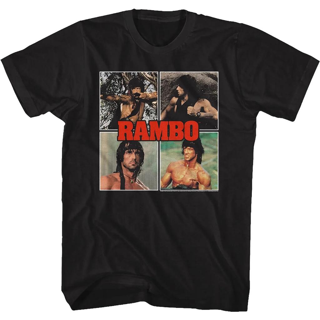 LE 1982 První krev Rambo Stallone Retro klasický film co-branded tričko Pánský a dámský hip hop street music styl