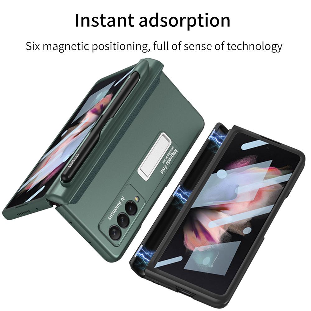 Suitable for Samsung Fold3 Mobile Phone Case Folding Screen Full inclusive Anti Fall W22 Creative Hinge Magnetic Pen Slot Central Shaft Protection