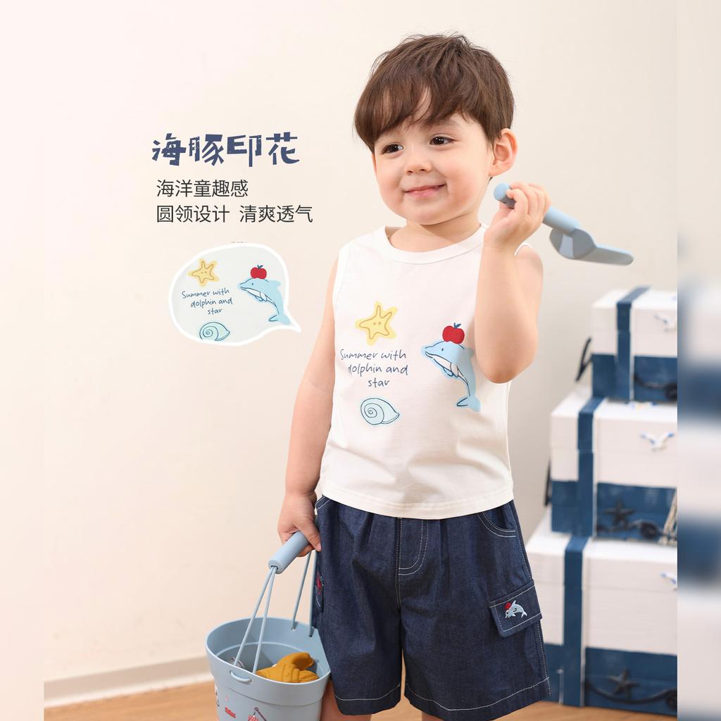 LUSON Children's Summer Printed Collar Shirt