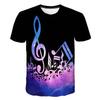 Summer Round Neck 3D Musical Instrument Print Top Fashionable Casual Short Sleeved Men's T-shirts