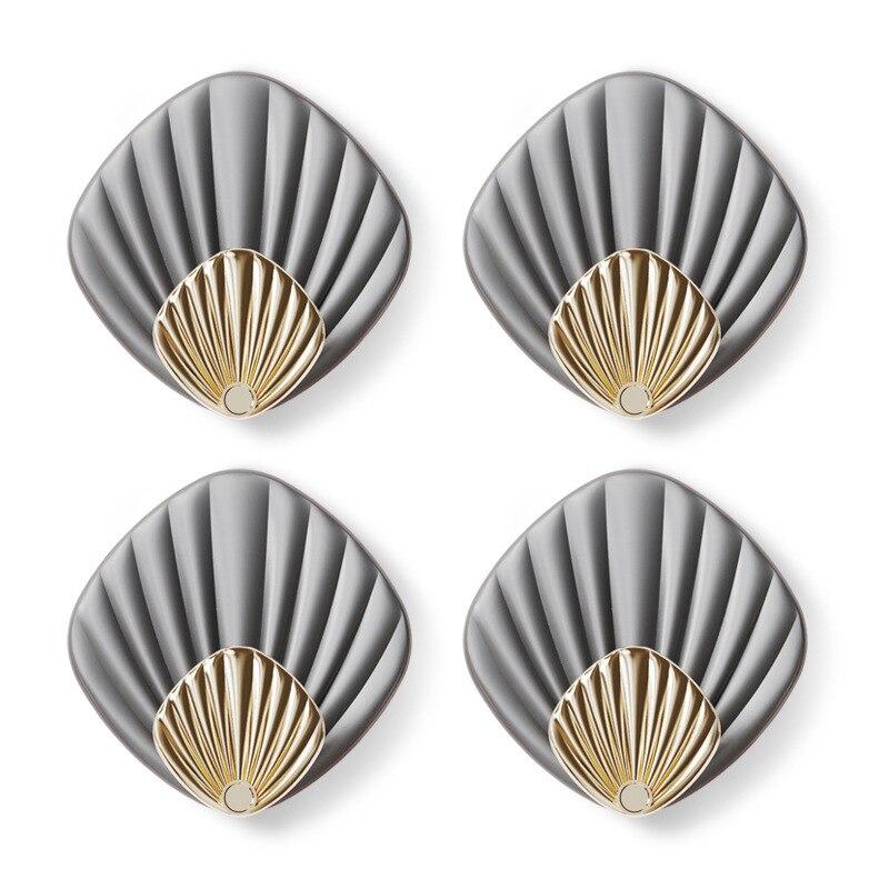 4pcs Creative Shell Shape Wall Hanging Hook Punch-free Strong Adhesive Hook Bathroom Kitchen Wall-mounted Seamless Sticky Hook