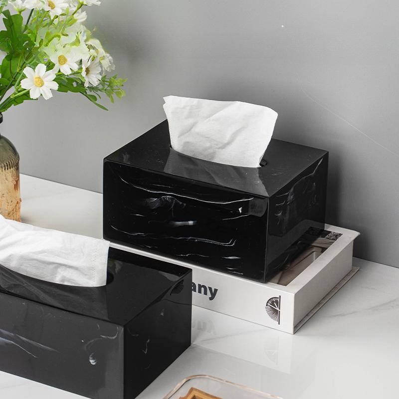 Creative Marble Rectangular Tissue Box Home Living Room Dining Table Extractable Tissue Box Modern Hotel Store Tissue Box Decor