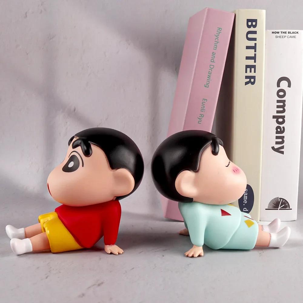 Crayon Shin-Chan Anime Figure Phone Holder Kawaii Desktop Ornaments Phone Support Mini GK Collection Ornament Toys Kids Presents