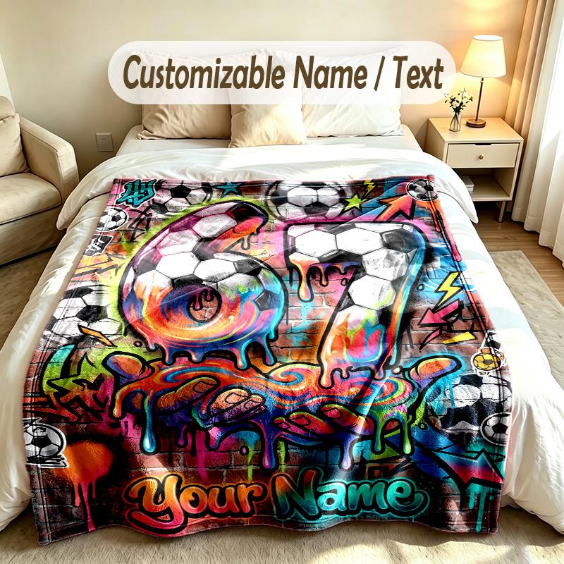 Graffiti Theme Custom Blanket Personalized Name & Text Customized Soft Warm Throw Blanket Home Decor