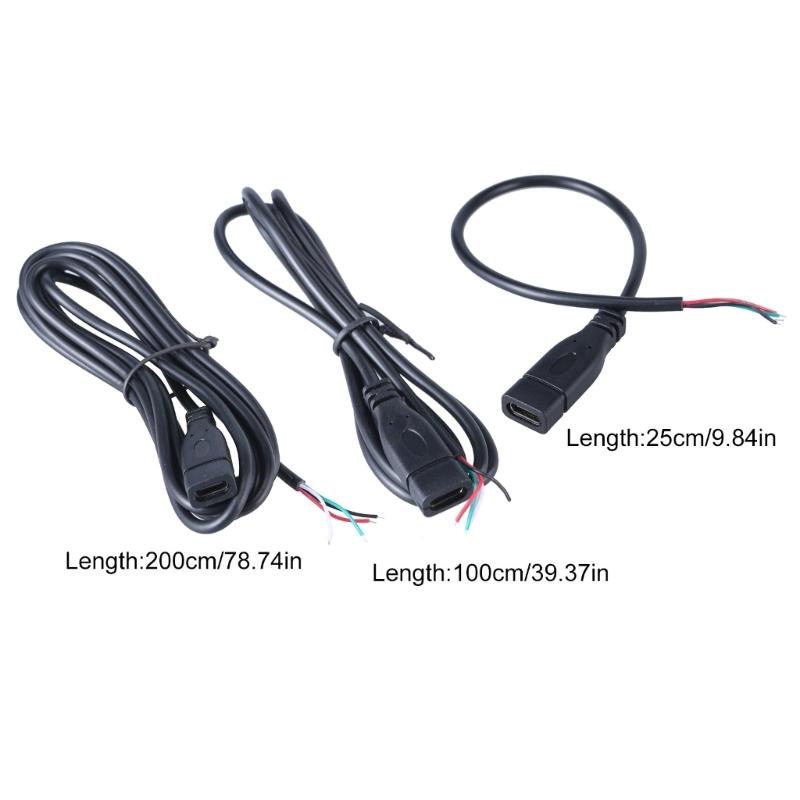 Multipurpose Type C Data Line USB C Power Cable with Solderable End Support Data Transfer for 5V Speaker Fan LED Light