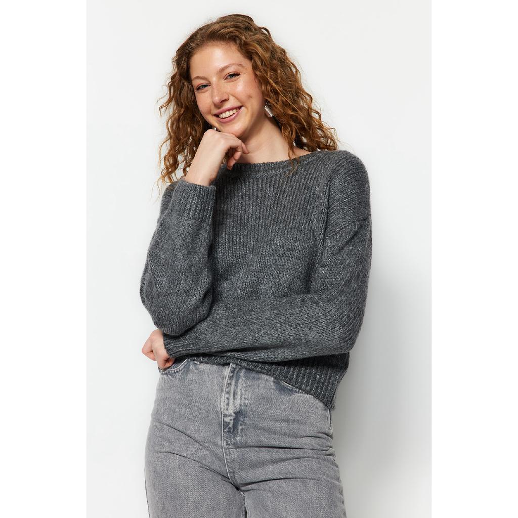 Ecru Wide Fit Weicher, strukturierter Basic-Strickpullover Twoaw23kz00185