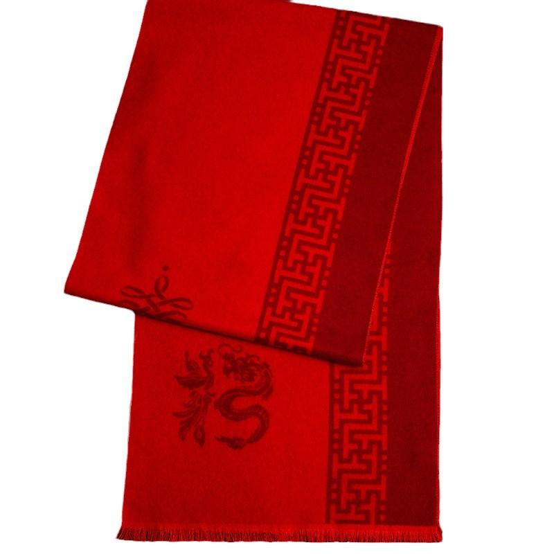 Big red scarf for men and women, autumn and winter natal year, zodiac year, year of the dragon, China red enterprise annual meeting logo scarf