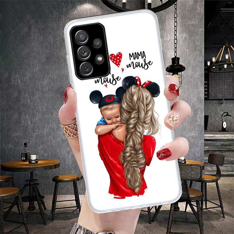 Baby Mom Girls Soft Phone Case For Samsung Galaxy A12 A22 A32 A52 A72 A02S A51 A50S A71 A70 A31 A20S Note 20 Ultra S10 A10S Gala