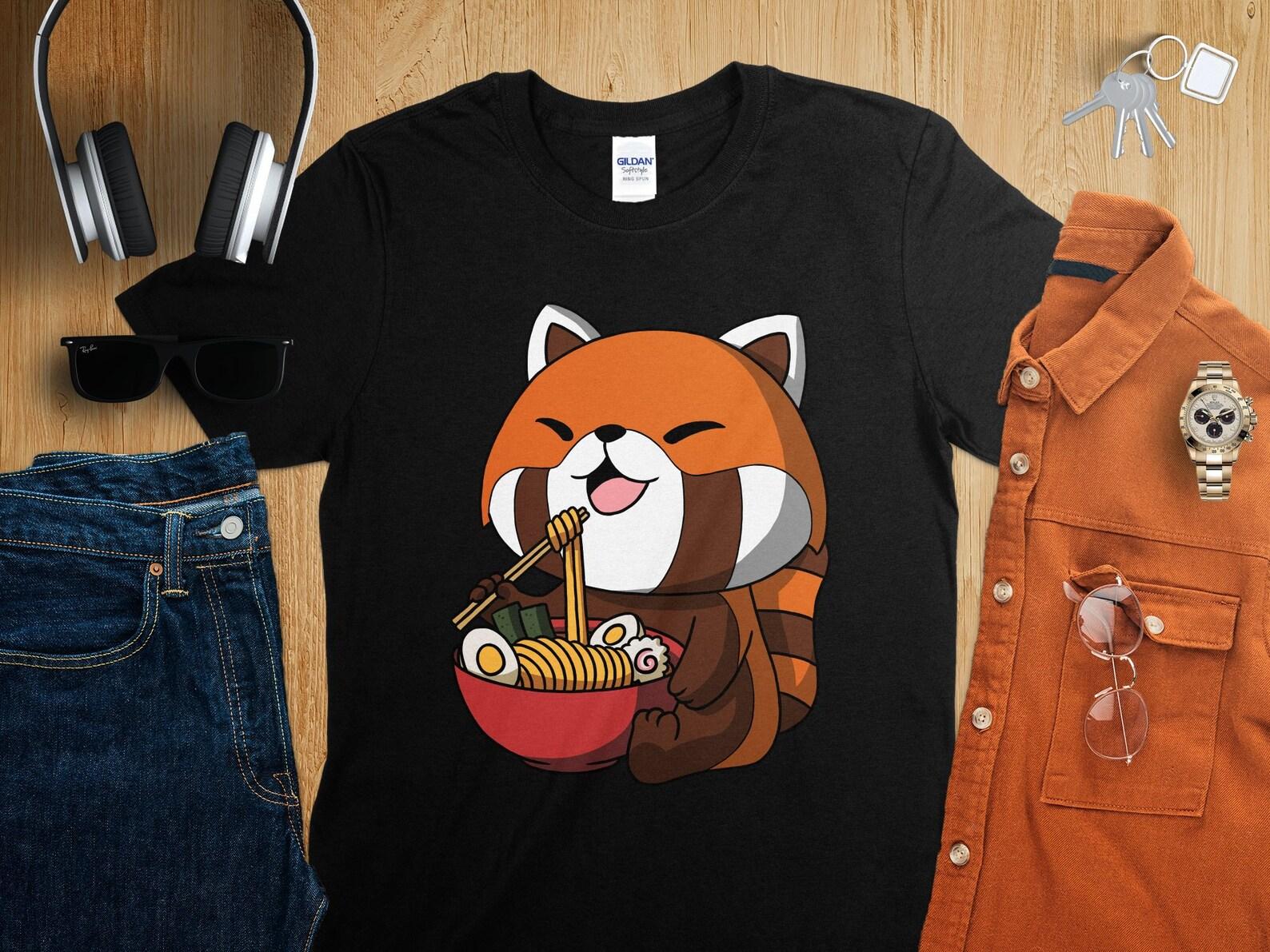 Kawaii Anime Red Panda Asian Noodles Japanese Ramen Shirt, Anime Shirt, Ramen T-Shirt, Japan Art XL