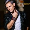 Rock Punk Bracelet Leather Strap Genuine Leather Wide Stylish Quartz Fashion Accessory Perfect Gift for and Halloween Men's Watch Analog, Waterproof,