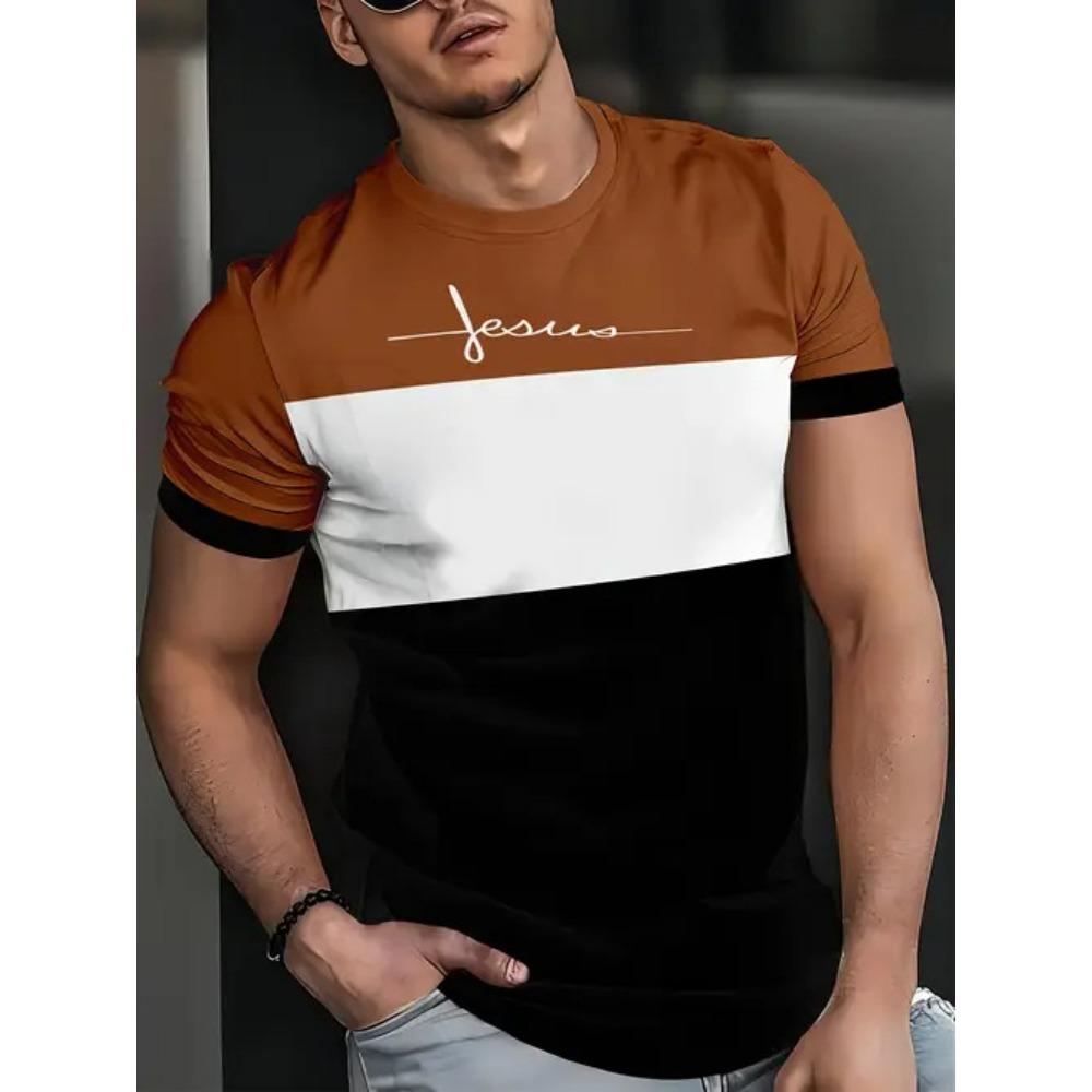 Summer Round Neck 3D Gradient Print Top Fashionable Casual Short Sleeved Men's T-shirts