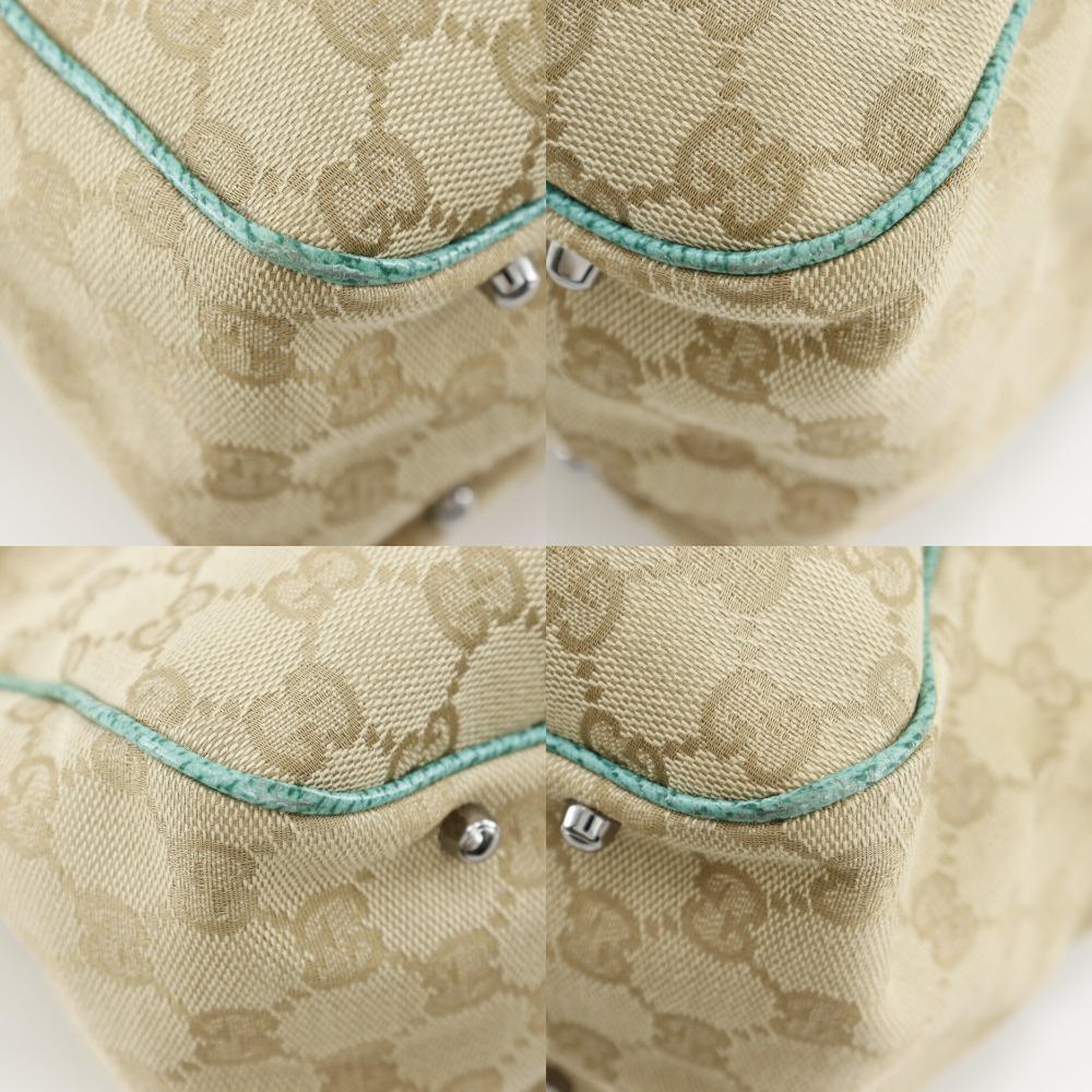 GUCCI Tote Bag 113017 Beige / green GG canvas Women Used