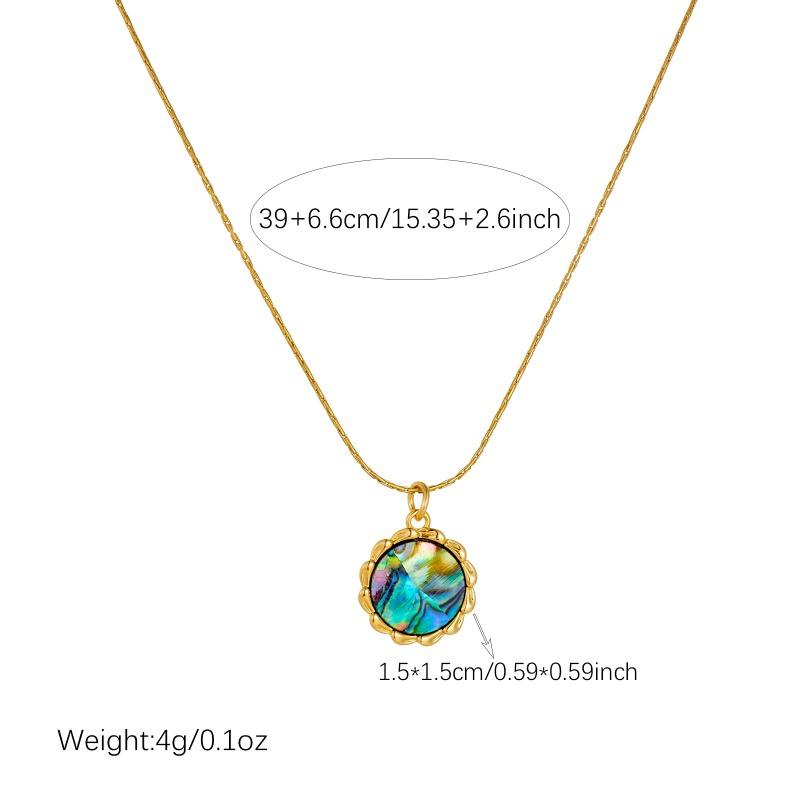 Gold Plated Stainless Steel Abalone Shell Pendant Necklace for Women