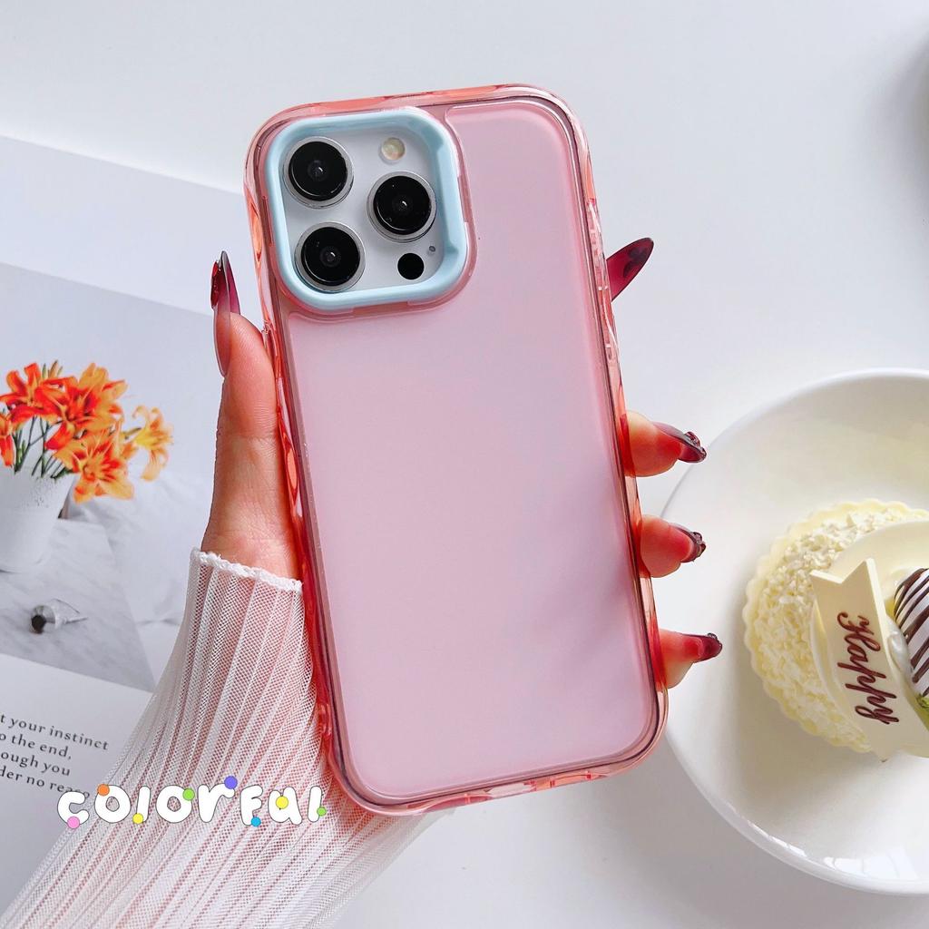 Fresh Macaron Colored Clear Hard Case PC+TPU 2in1 Protective Back Cover for iPhone 17 16e 16 15 14 Plus 13 12 11 Pro Max