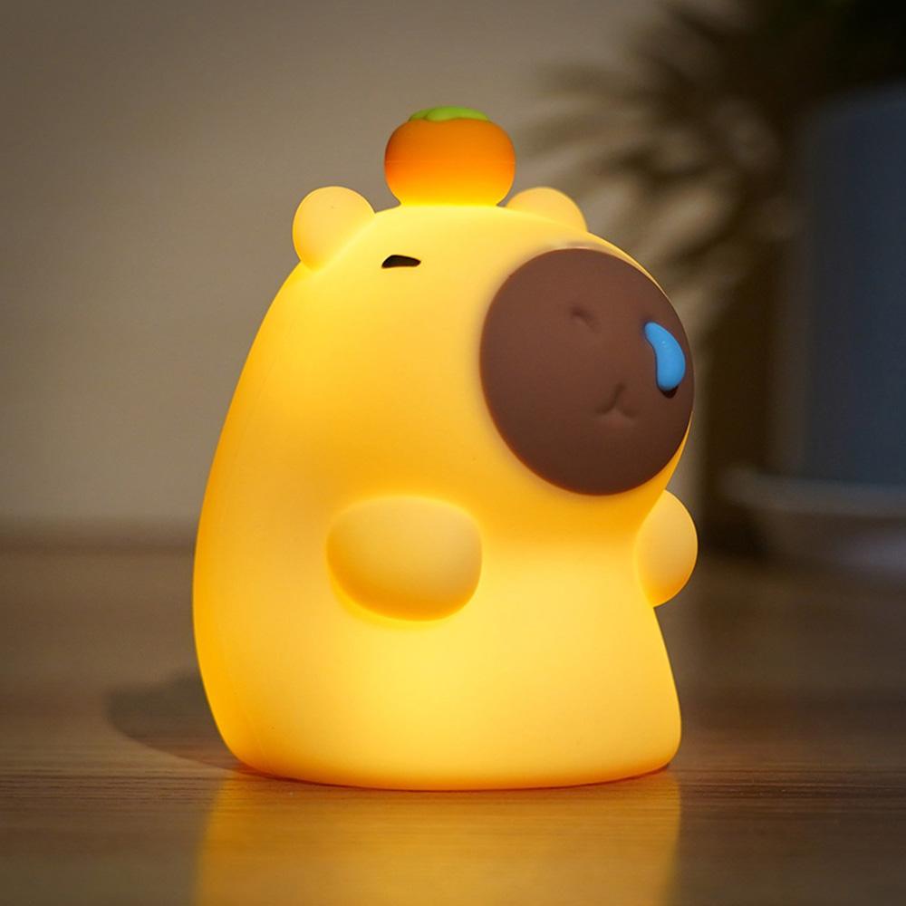 Lampă de noapte Capybara din silicon, portabilă, reîncărcabilă prin USB, lampă cu control tactil pentru animale, pentru cadou pentru copii, decor pentru dormitor