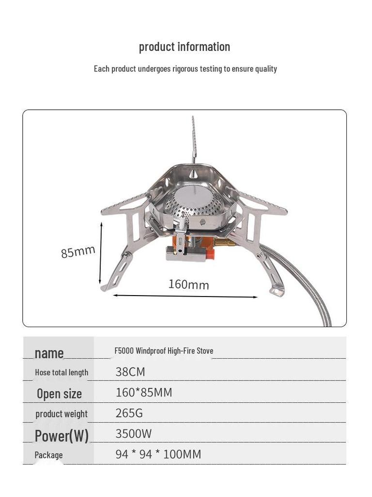 Portable Windproof High-Fire Mini Camping Gas Stove - Stainless Steel Foldable Design