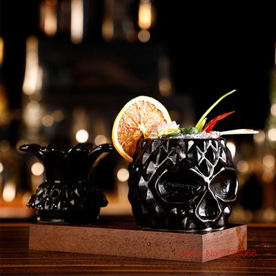 Keramik-Cocktailglas, schwarzer Oktopus, TIKI-Becher, Strand-Party-Trinkbecher, Weinglas, cooler Totenkopf, Ananas, Smoothie-Saftbehälter