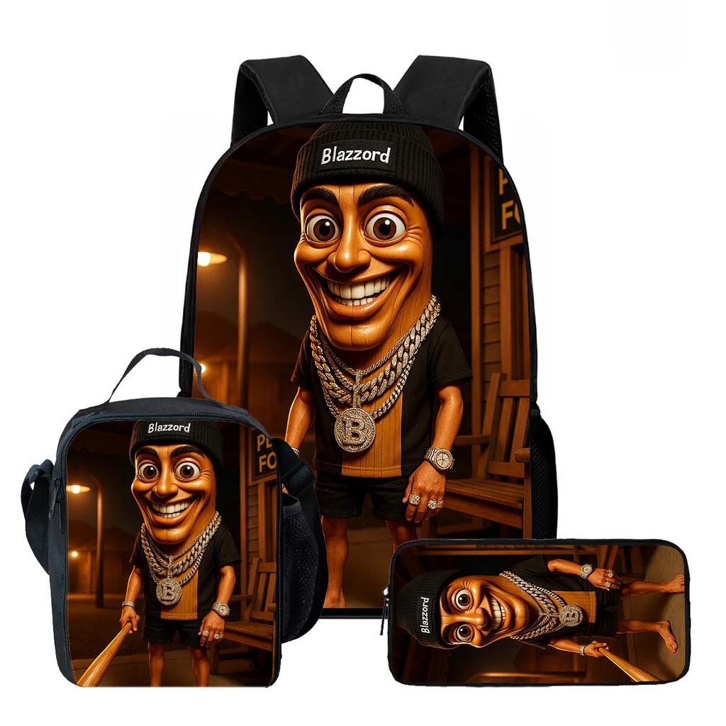 Zaino Scolastico per Bambini Cartoon Brain Rot Con Buste Pranzo Astucci Per,Zaini Scolastici Leggeri per Bambini