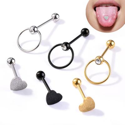 1/3/6 pièces/ensemble femmes coeur anneau en acier inoxydable langue Stud corps Piercing bijoux
