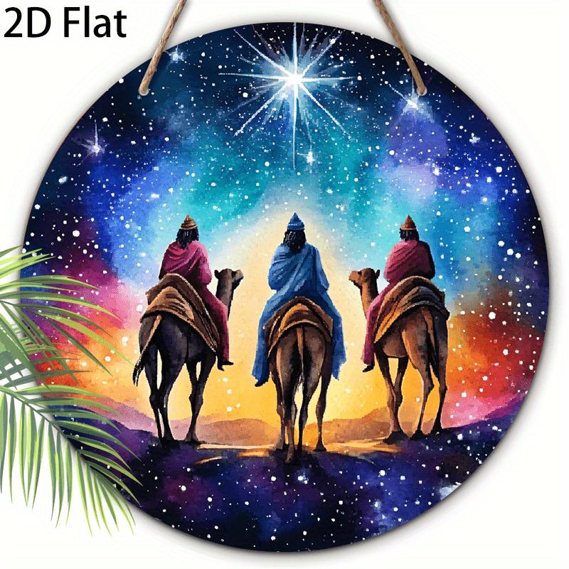 

5 шт. Деревянная подвесная елка с изображением трех волхвов - рождественский праздничный декор для стен, универсальное праздничное украшение, не требует электричества, легко 5pcs