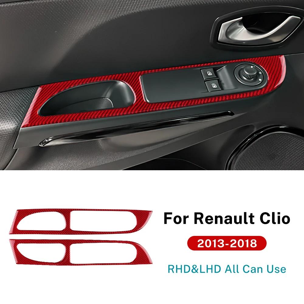 Für Renault Clio 4 IV MK4 2013 2014 2015 2016 2017 2018 LHD RHD Echte Weiche Kohlefaser Frontfenster-Knopf Innen Außen Aufkleber