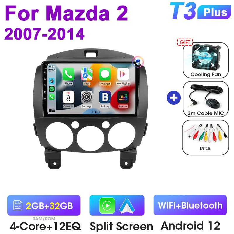 2 Din Car Radio For  MAZDA 2 Mazda2 2007-2014 Android 12 Multimedia Video Player Navigation GPS 4G Carplay Auto Stereo Head Unit