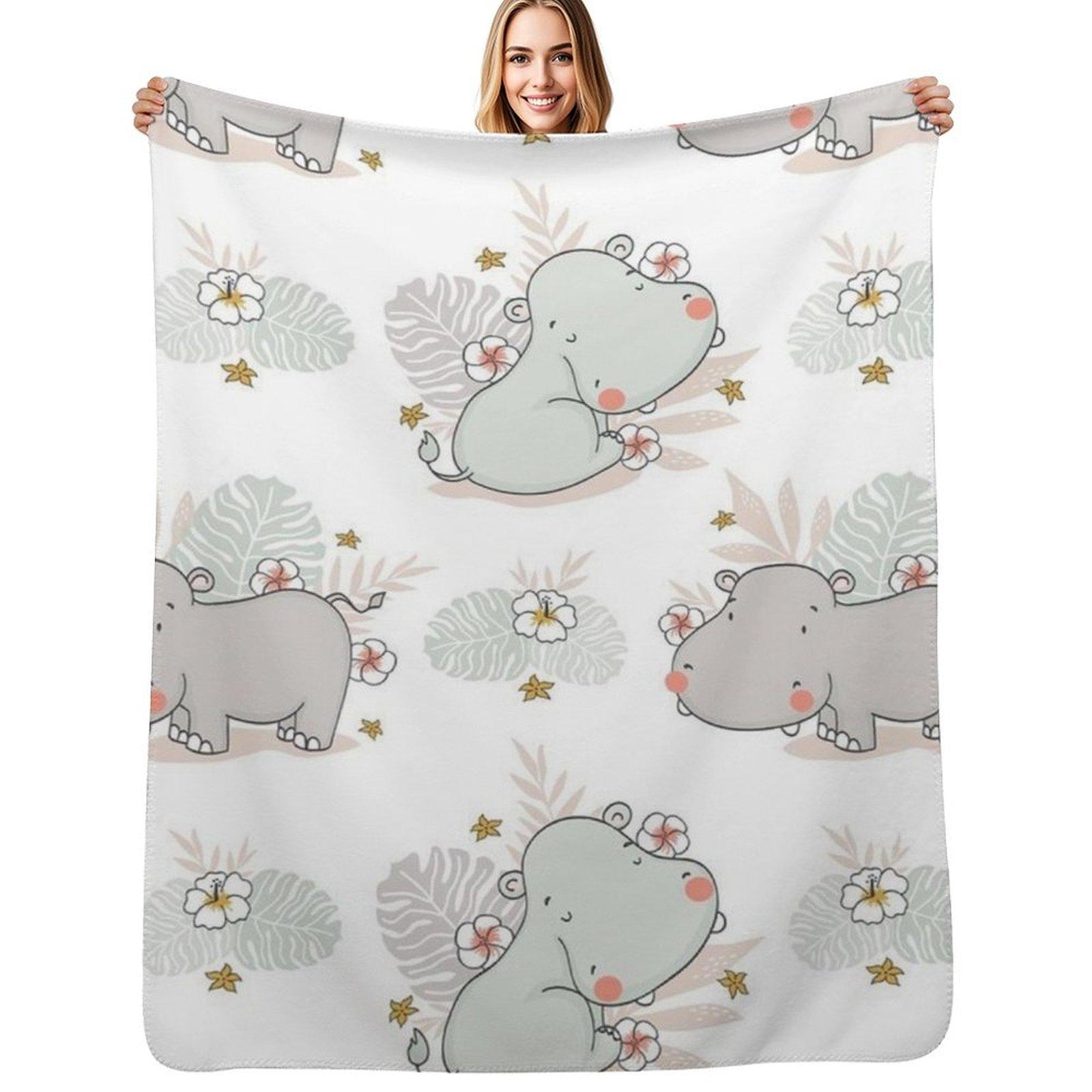 hippo Throw Blanket Soft Sherpa Fleece Warm Blanket for Winter 102x76cm(40x30in)