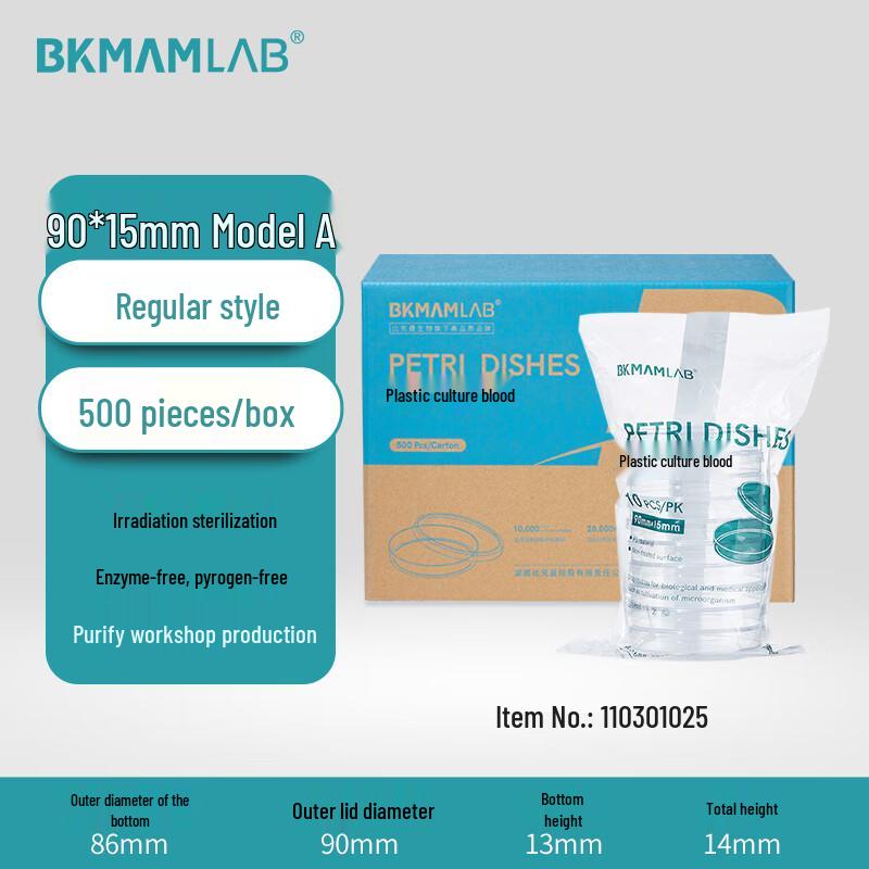 BKMAMLAB Disposable Plastic Petri Dishes, 90x15mm, Radiation Sterilized