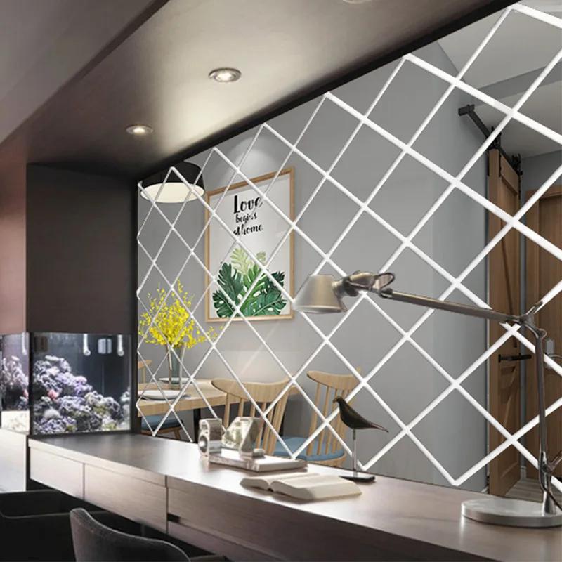 Kosočtvercové trojúhelníky Akrylové 3D zrcadlo Nálepky na zeď Obývací pokoj Koupelna Dekorativní Domácí Dekor Udělej si sám Zrcadlo Umělecká nástěnná dekorace Odnímatelné