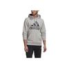 Adidas Solid Color Logo Print Hooded Drawstring Long Sleeve Sweatshirt Men Tops Gray GL0020