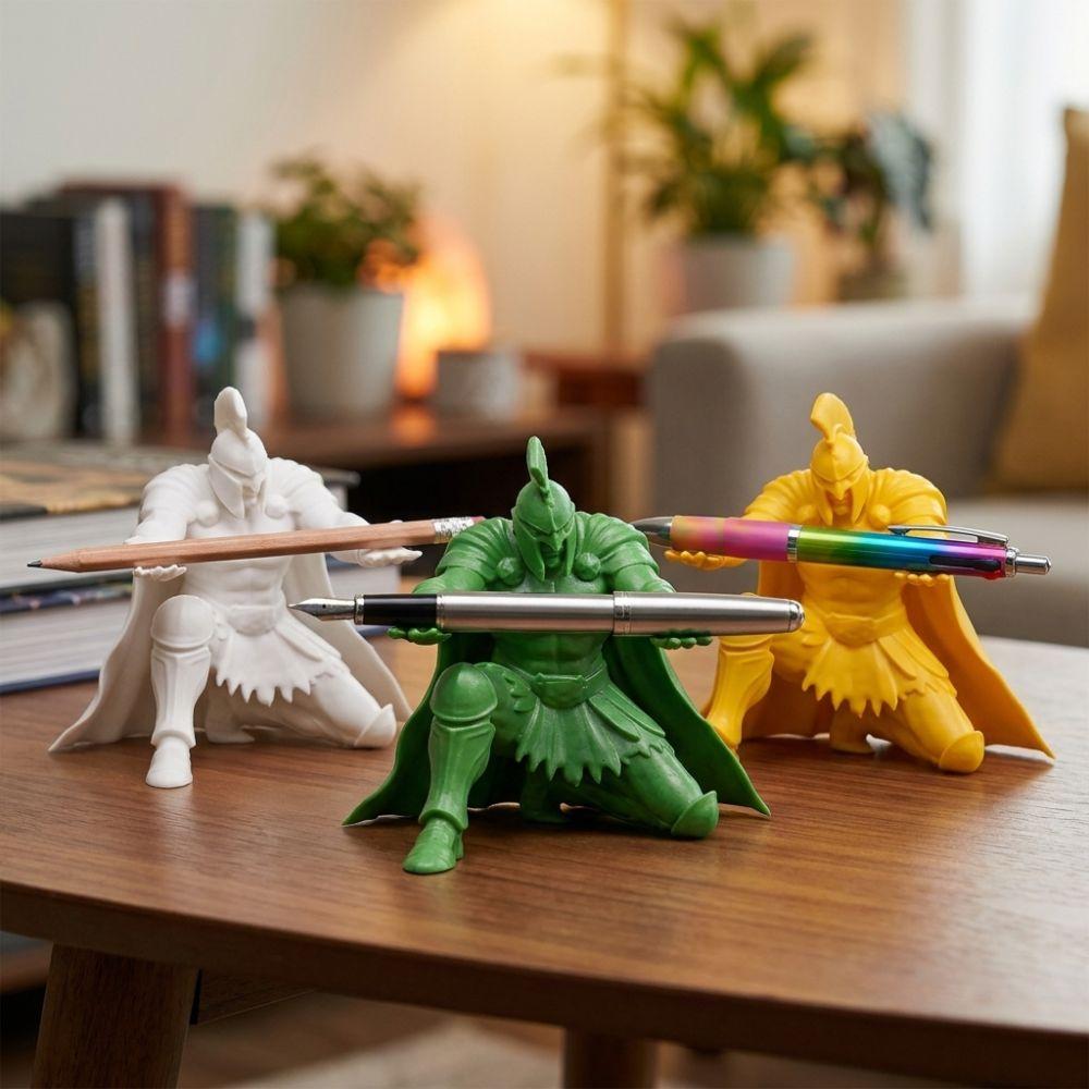 Plastic Kneeling Knight Pen Rack 3D Printed Roman Gladiator Pen Stand Birthday Gift