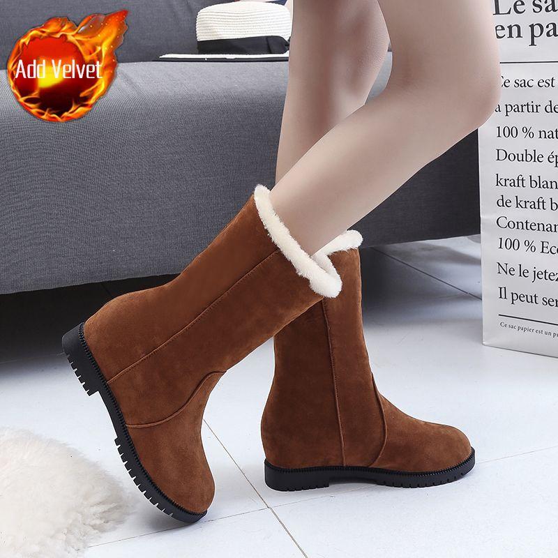 

Winter Round Toe Mid Calf Women s Snow Boots Plush Designer Luxury Boot Chic and Elegant Padded Comfortable Ladies Shoes 41