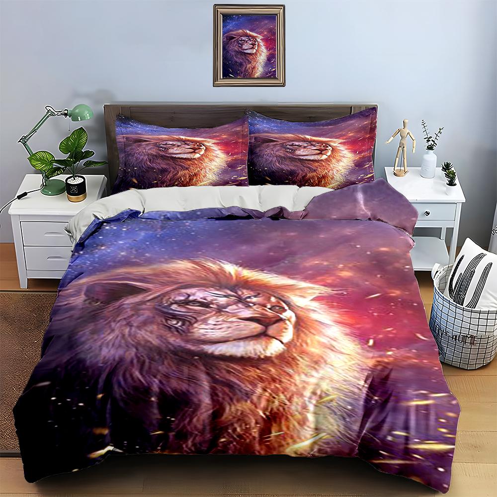 Lion Cosmic Artwork Bedding Duvet Cover Sets Duvet Covers Pillowcases Gifts (1 * Duvet Cover 2 * Pillowcases, Without Duvet Insert)