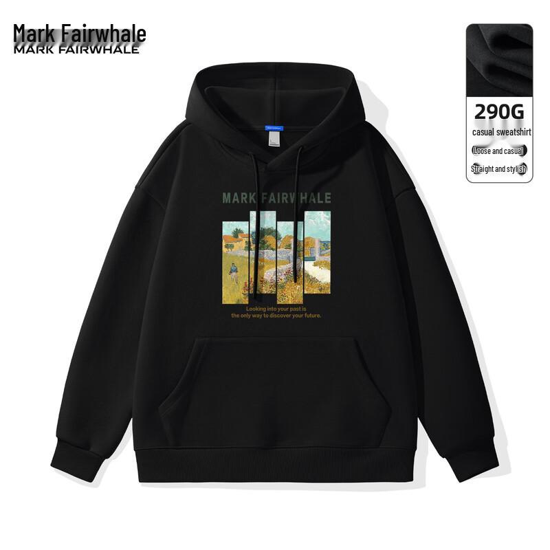 Mark Huafei Men's 2025 Fall Oil Painting Style Hooded Sweatshirt