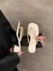 2025 summer new temperament thick heel flip-flops outer wear women's shoes retro metal chain toe high heel sandals