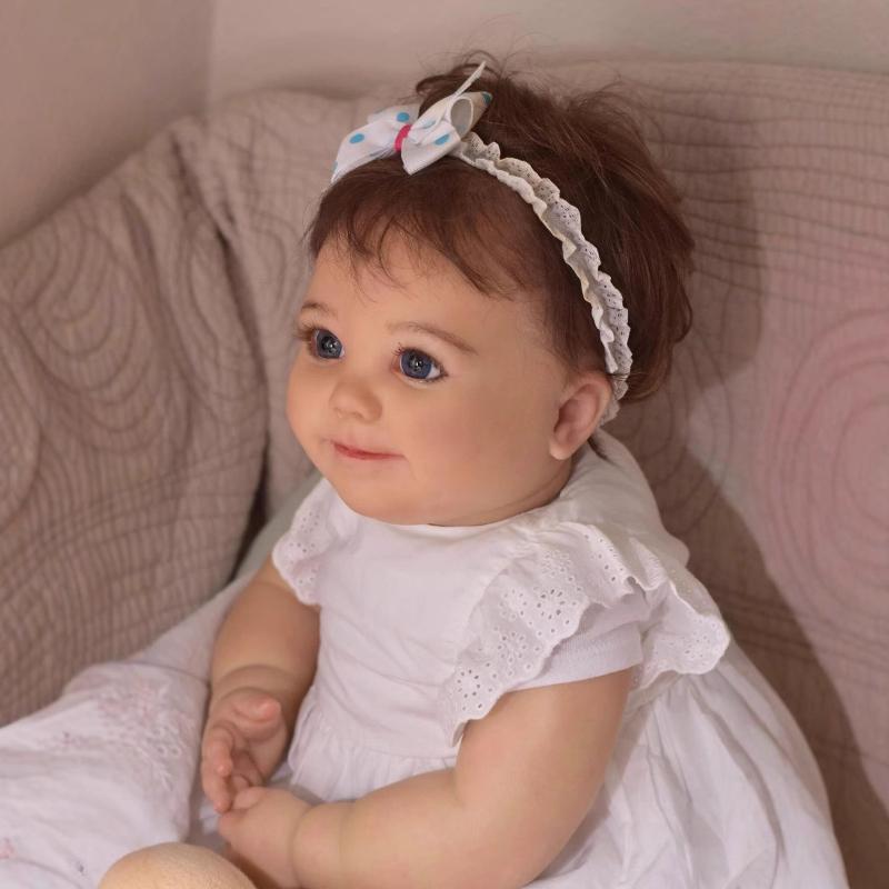 Lovely 60cm Reborn Toddler Doll JUNE Awake Soft Cloth Body Princess Newborn Baby Doll Handmade 3D Painted Skin Realistic Baby Dolls for Kids Play Toys